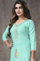 Salwar Kameez in Embroidered Sea green Cotton