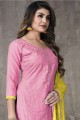 Salwar Kameez in Pink Embroidered Cotton