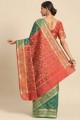 Zari,printed,weaving Silk Saree in Green with Blouse