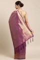Purple Silk Saree with Zari,weaving