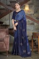Silk Saree in Blue with Stone with moti