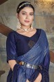 Silk Saree in Blue with Stone with moti