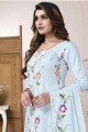 Salwar Kameez in Cotton with Embroidered Sky blue