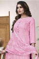 Embroidered Cotton Pink Salwar Kameez with Dupatta