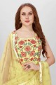 Embroidered Georgette Yellow Gown Dress with Dupatta
