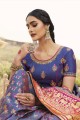 Embroidered Silk Saree in Blue