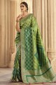 Saree in Green with  Silk Embroidered