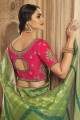 Saree in Green with  Silk Embroidered