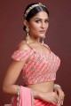 Pink Party Lehenga Choli in Embroidered Organza