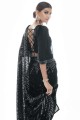 Georgette Black Party Wear Saree in Thread,embroidered