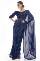 Thread,embroidered Georgette Party Wear Saree in Navy blue