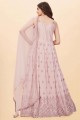 Rose pink Diwali Anarkali Suit in Faux georgette with Embroidered