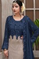 Blue Georgette Islamic  Salwar Kameez with Embroidered