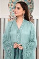Faux georgette Salwar Kameez in Sky blue with Embroidered