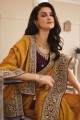 Mustard  Zari,embroidered Saree in Silk