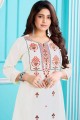 White Frock Kurti with Embroidered Viscose