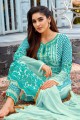 Sea green Diwali Salwar Kameez in Faux georgette with Embroidered