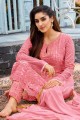 Pink Embroidered Diwali Salwar Kameez in Faux georgette