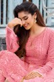 Pink Embroidered Diwali Salwar Kameez in Faux georgette
