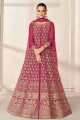 Embroidered Net Diwali Anarkali Suit in Pink