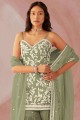 Green Sharara Suit in Diwali Faux georgette with Embroidered