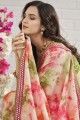 Pink Chinon chiffon Saree with Mirror,embroidered,printed