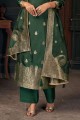 Green Palazzo Suit in Weaving Silk