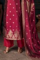 Pink Diwali Palazzo Suit with Weaving Silk