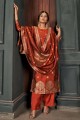 Silk Weaving Brown Diwali  Palazzo Suit with Dupatta