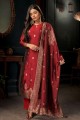 Weaving Silk Red Diwali Palazzo Suit with Dupatta