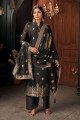 Silk Diwali Palazzo Suit with Weaving in Black