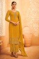 Yellow Pakistani Palazzo Suit in Embroidered Faux georgette