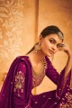 Embroidered Faux georgette Pakistani Palazzo Suit in Purple with Dupatta