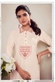 Off white Rayon Embroidered Indow Western Kurti 