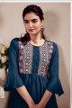 Rayon Indow Western Kurti in Blue with Embroidered