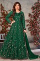 Embroidered Green Diwali  Anarkali Suit in Net