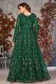 Embroidered Green Diwali  Anarkali Suit in Net