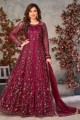 Net Embroidered Maroon Diwali Anarkali Suit with Dupatta