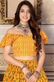 Yellow Silk Printed Indo Western Lehenga Choli with Dupatta