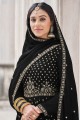 Embroidered Faux georgette Black Palazzo Suit with Dupatta