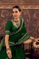Green Zari,stone,embroidered Saree in Chinon