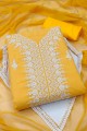 Embroidered Salwar Kameez in Yellow Georgette