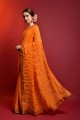 Orange Saree in Georgette with Mirror,embroidered