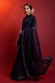 Navy blue Saree in Georgette with Mirror,embroidered