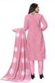 Silk Pink Salwar Kameez in Printed