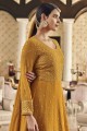 Mustard  Embroidered Anarkali Suit in Faux georgette