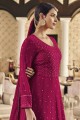 Embroidered Faux georgette Anarkali Suit in Maroon with Dupatta
