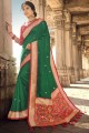 Green Lace border karva chauth Banarasi Saree in Banarasi silk