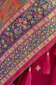 Lace border Banarasi silk Banarasi Saree in Pink with Blouse