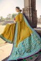 Mehndi  Banarasi Saree in Banarasi silk with Lace border